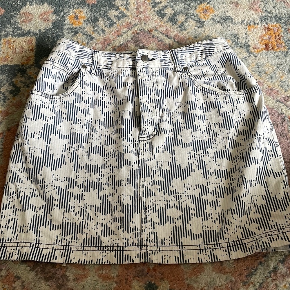 Striped floral mini skirt size 2